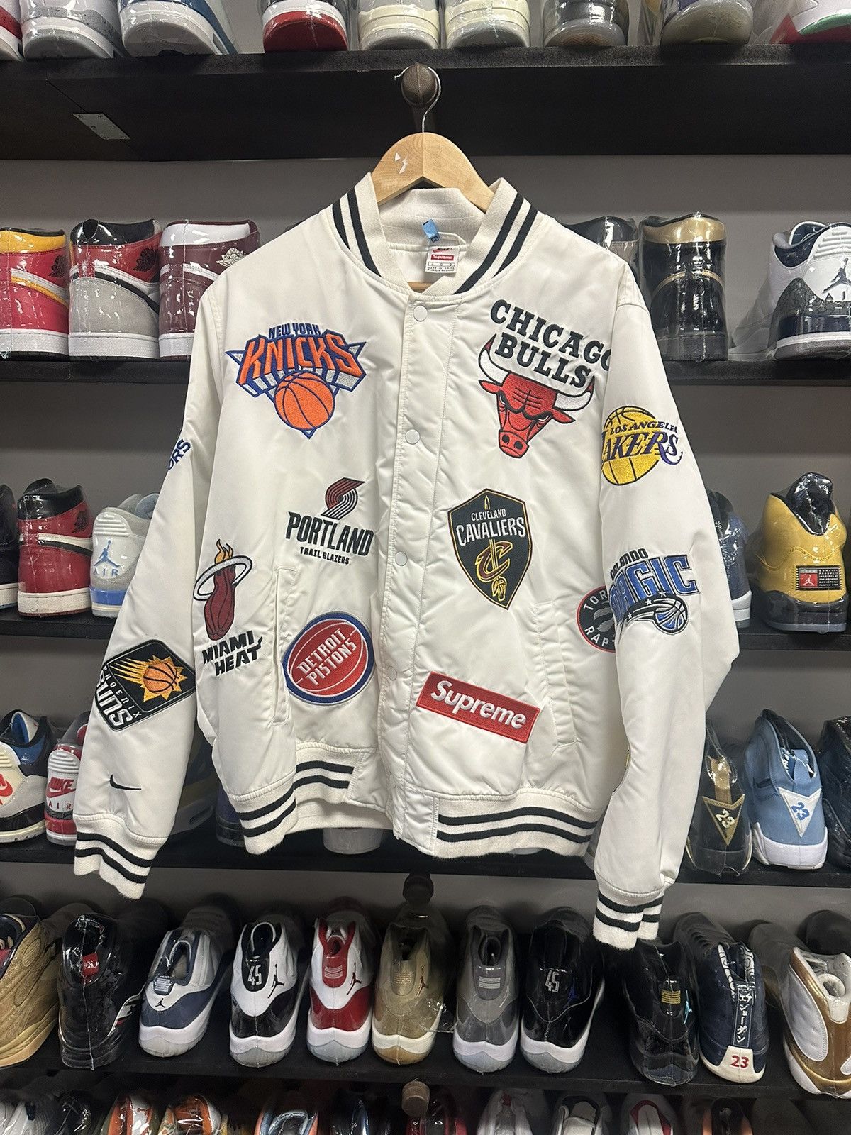 Supreme x nba pre owned large bomber jacket