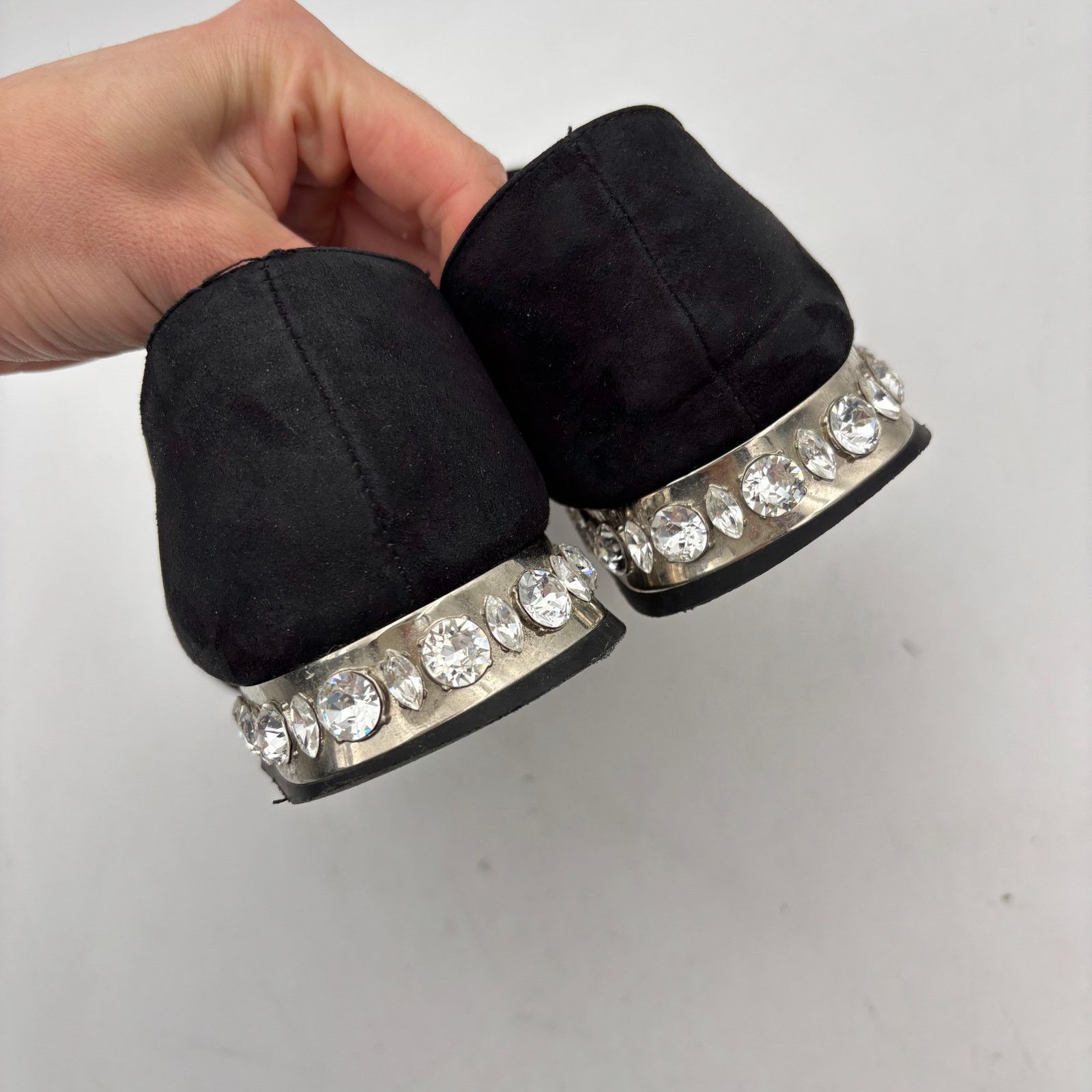 Miu Miu Miu Miu Suede Bow Jeweled Embellished Loafers Women's 37.5 Size US 7.5 / IT 37.5 - 12 Thumbnail