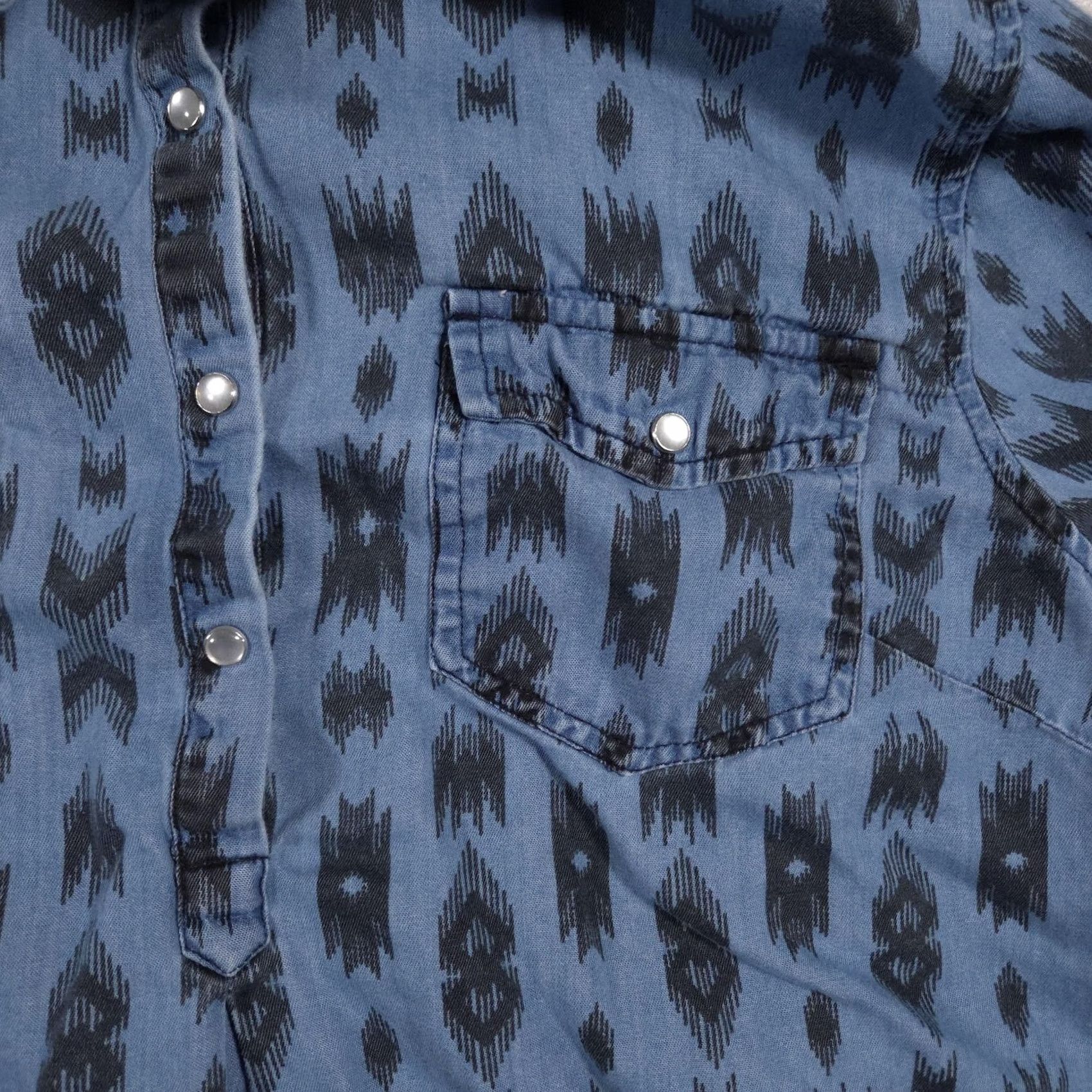 Vintage VINTAGE River & Rose Shirt Womens M Blue Aztec Ikat Popover Long Sleeve Cotton Boho Size M / US 6-8 / IT 42-44 - 4 Thumbnail
