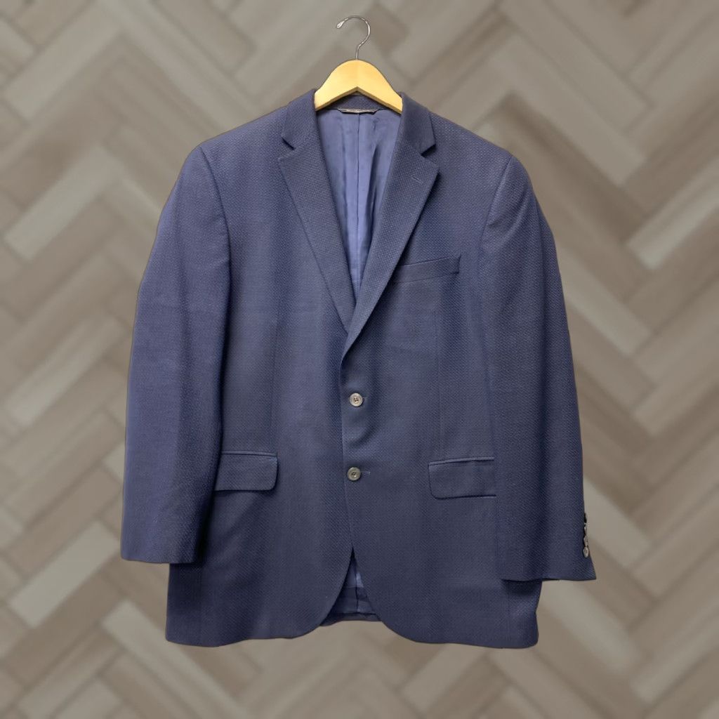 Vintage VINTAGE Savile Row Men's Blazer Jacket Sport Coat 42R Navy Viscose Bamboo Formal Suit Size 42R - 1 Thumbnail