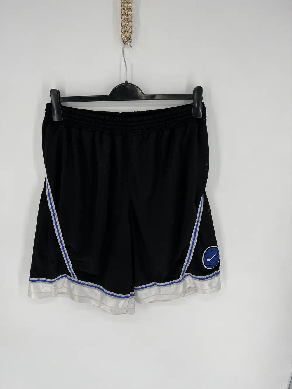 NBA × Nike × Vintage 90s Vintage Nike Black Nylon Mini Swoosh Shorts Travis Style Size US 42 / EU 58 - 4 Thumbnail