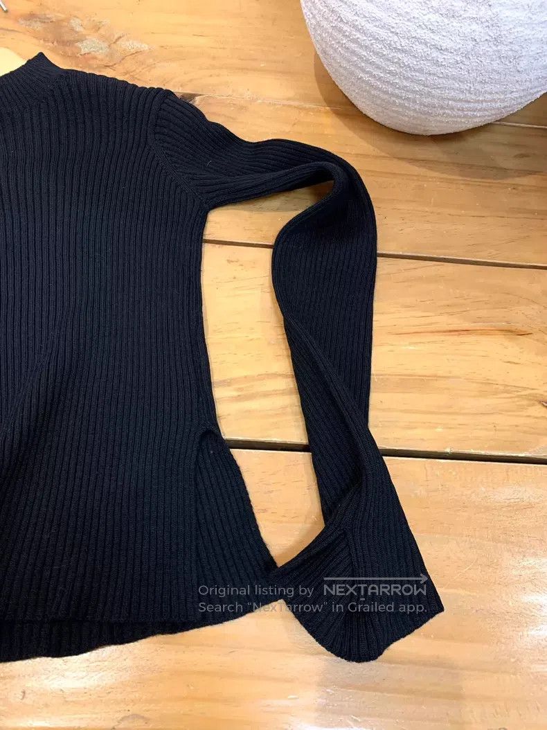 Comme des Garcons Comme Des Garcons Black Ribbed Knit Wool Sweater Size M / US 6-8 / IT 42-44 - 7 Thumbnail