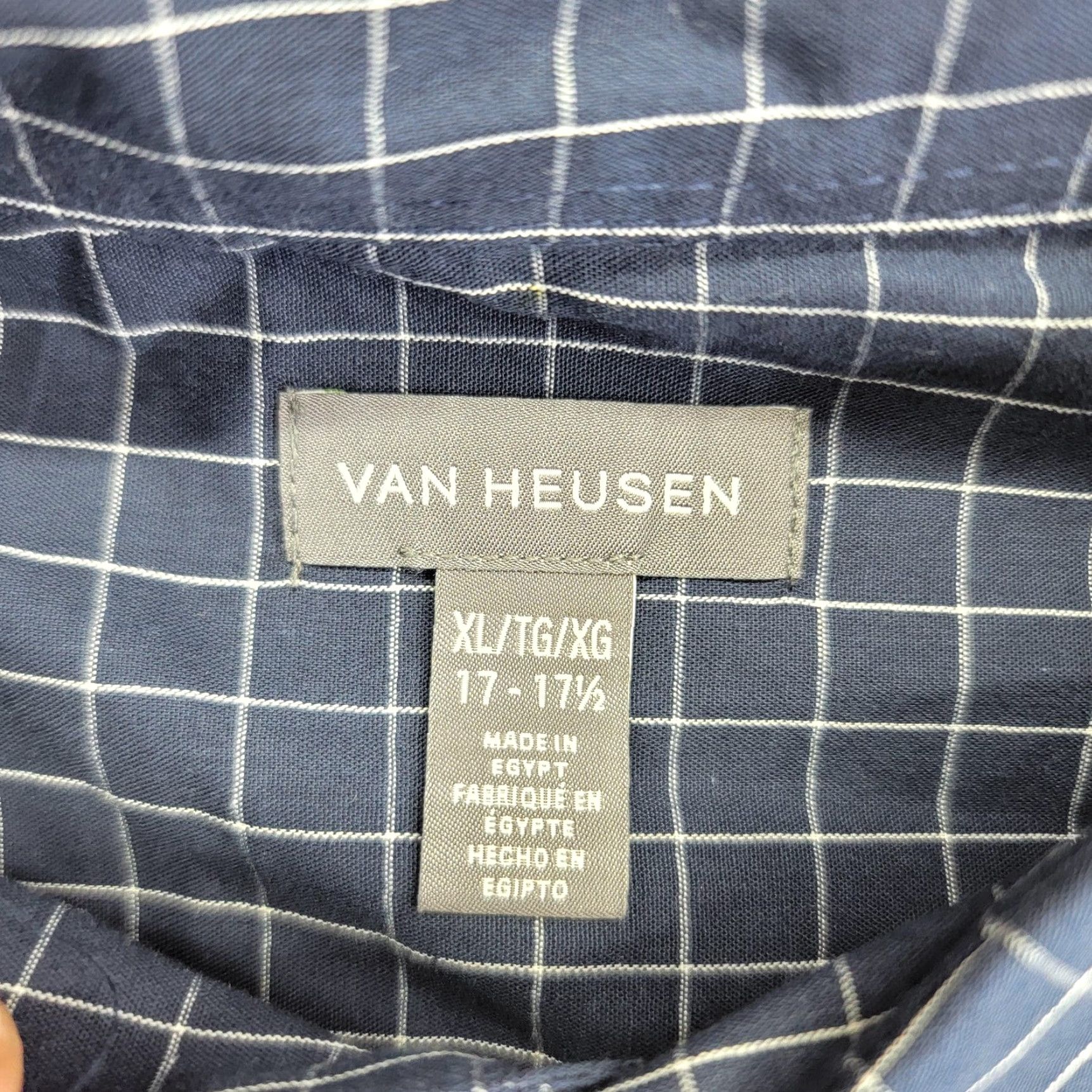 Van Heusen Van Heusen Dress Shirt Mens XL Black Iris Classic Fit Wrinkle Free Button Down Size 46R - 3 Thumbnail