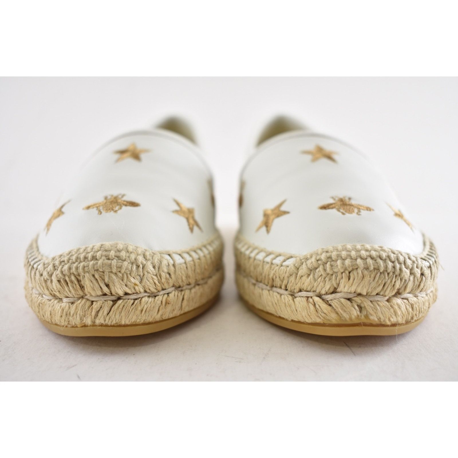 Gucci Gucci Pilar White Leather Gold Bee Star Embroidered Logo Size US 7 / IT 37 - 7 Thumbnail