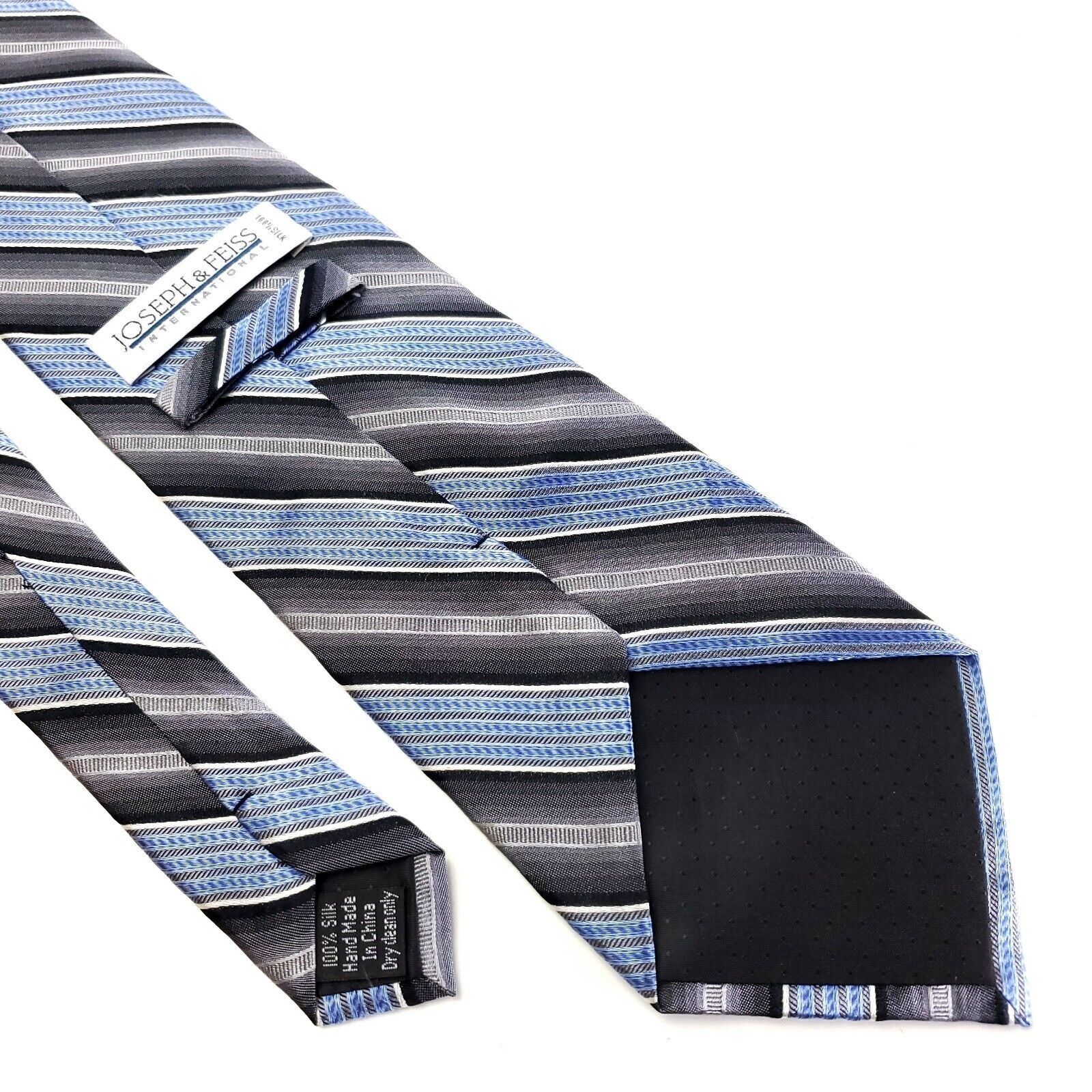 Joseph & Feiss Joseph Feiss International Woven Gray Blue Striped Silk Tie Size ONE SIZE - 5 Thumbnail