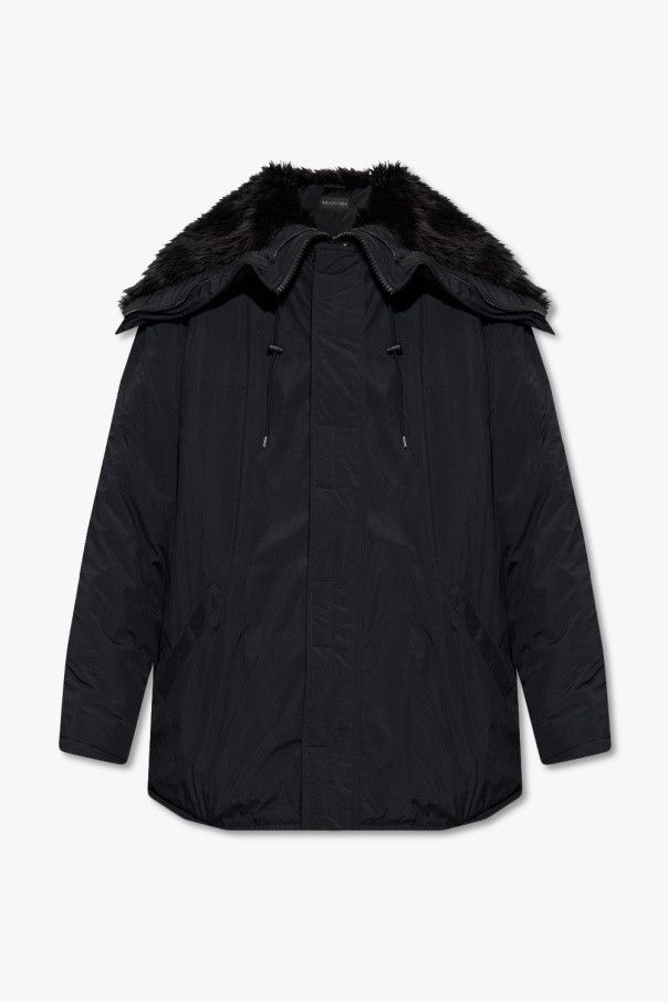 image of Balenciaga O1Mt1Gz0524 Hooded Parka In Black, Men's (Size Small)