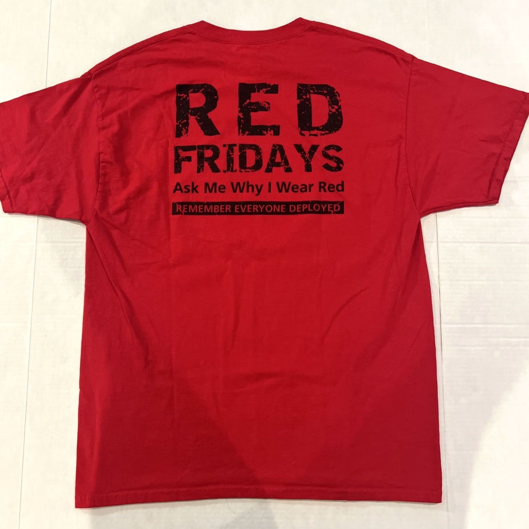 Hanes VINTAGE Raytheon Red Fridays - Ask Me Why I Wear Red Logo Shirt Large Red Men Short Sleeve Crew Neck Knit Cotton Graphic Print Enginee rs Size US L / EU 52-54 / 3 - 5 Thumbnail