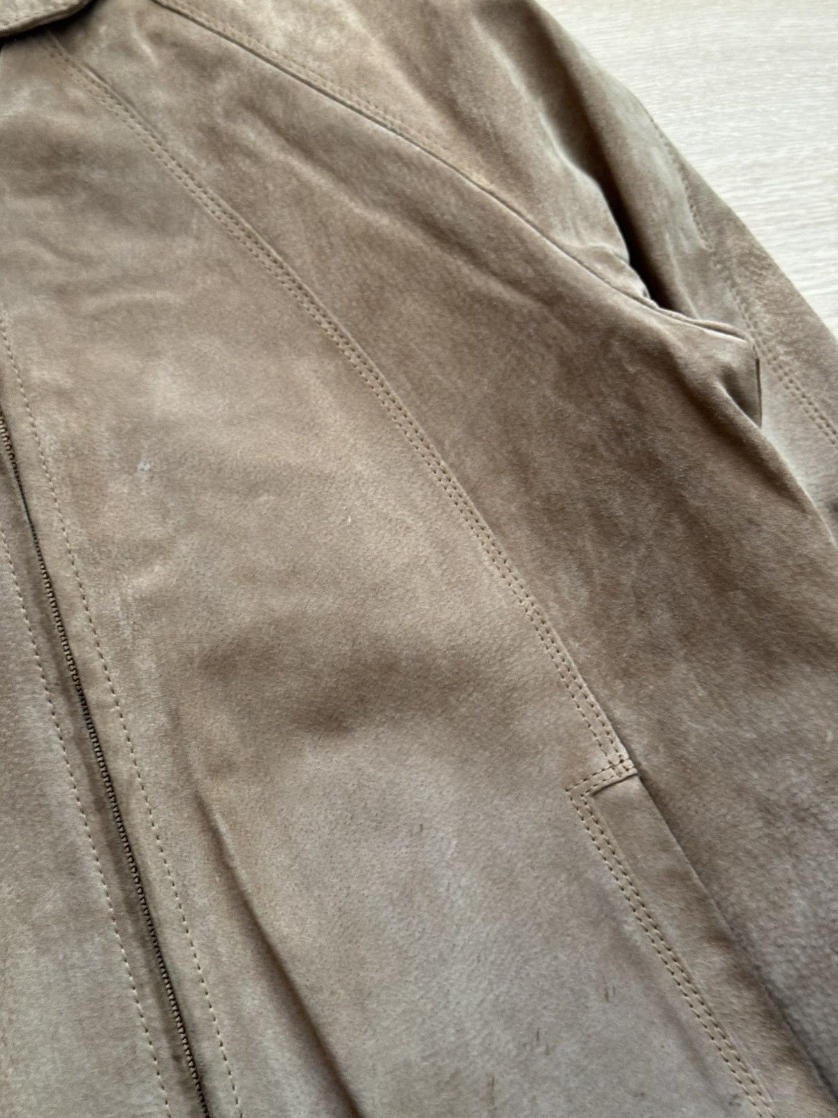 Vintage 80’e Genuine Leather Suede Full Zip Brown Jacket