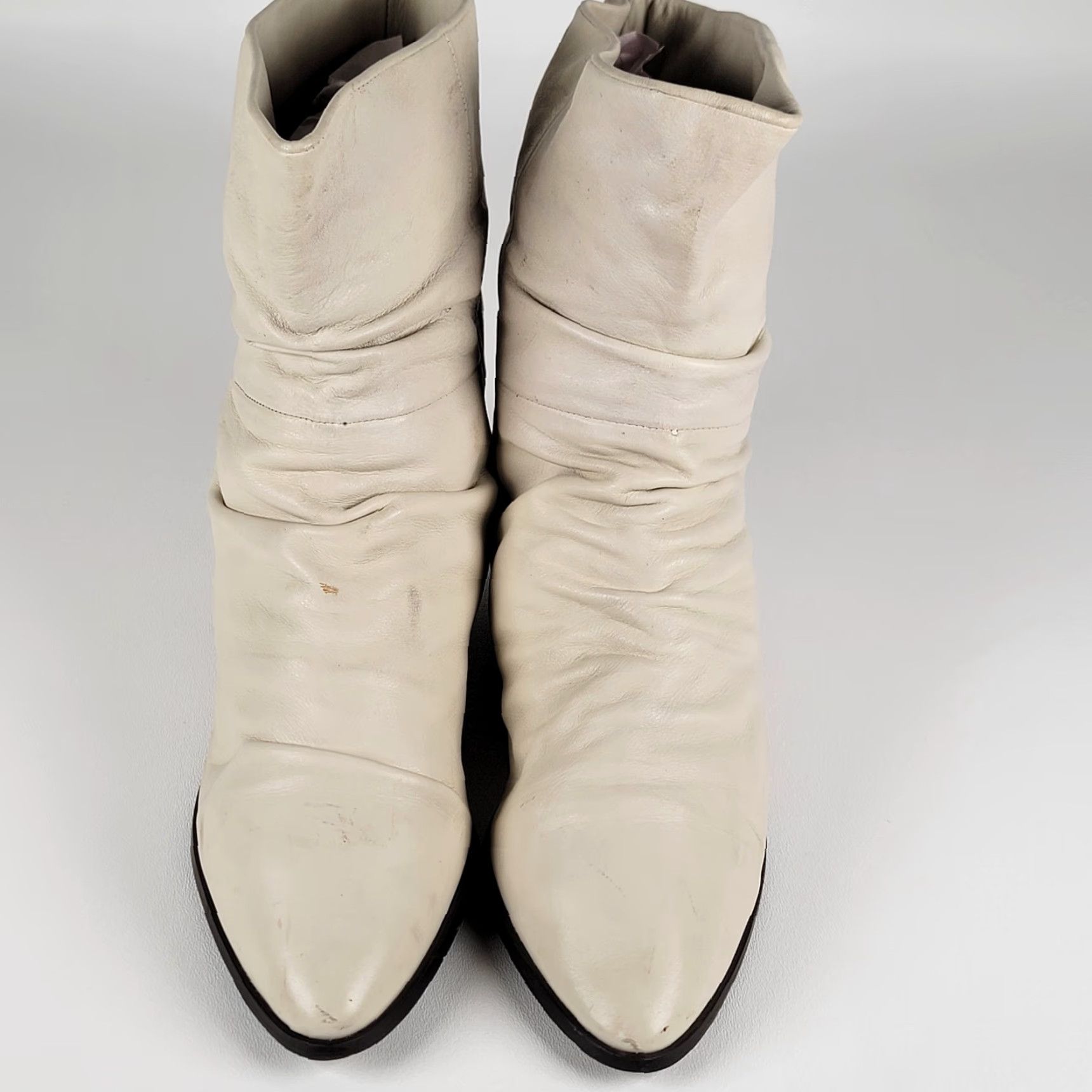 Naturalizer VINTAGE Naturalizer Boots Women's Leather Ankle Boots 8M Beige Almond Toe Block Heel Mid 2-2.9 in Fall Winter Spring Nature 1980s Women Boots Size US 6 / IT 36 - 2 Thumbnail