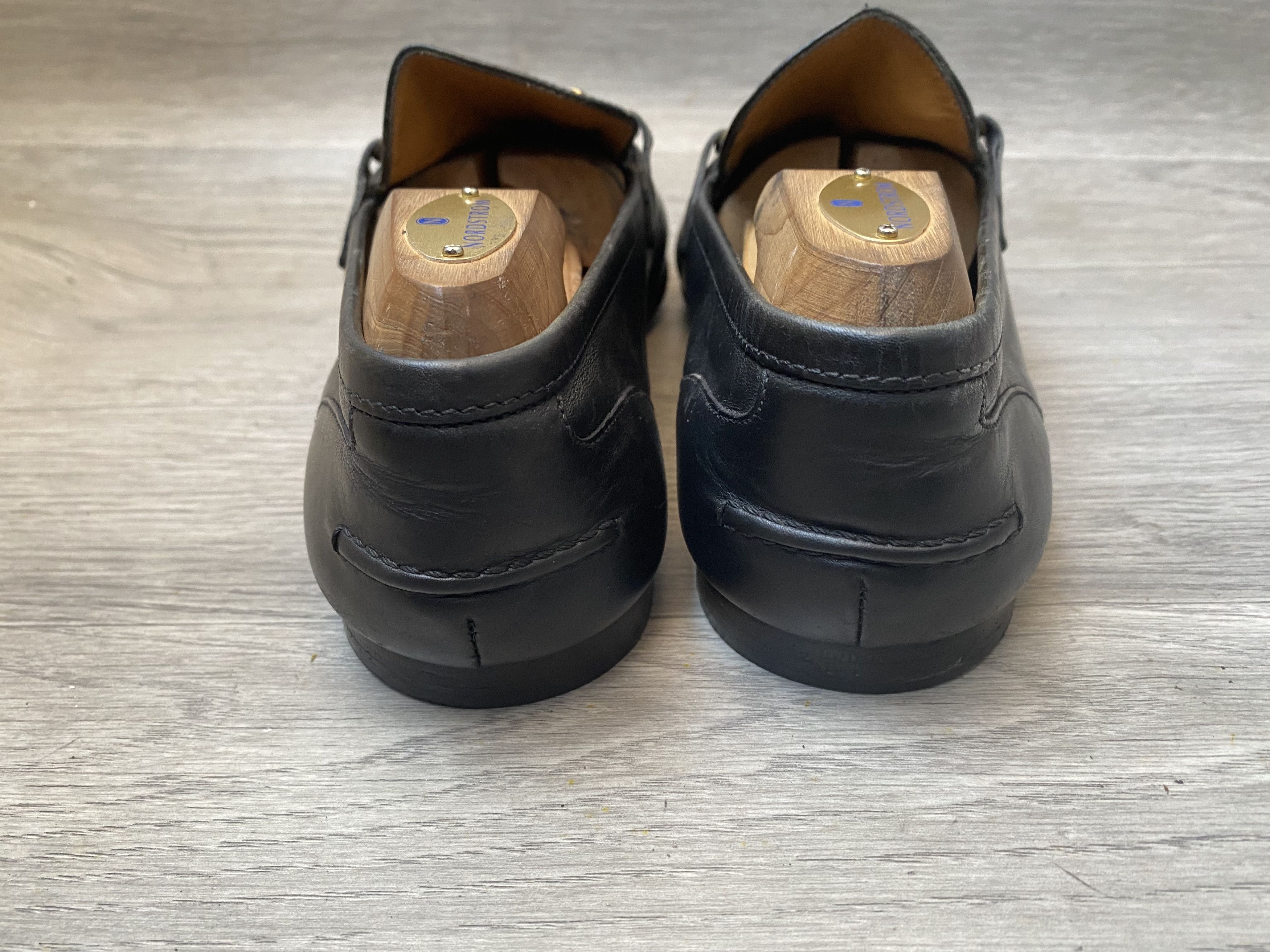 Gucci horsebit jordan black leather loafers sz 41