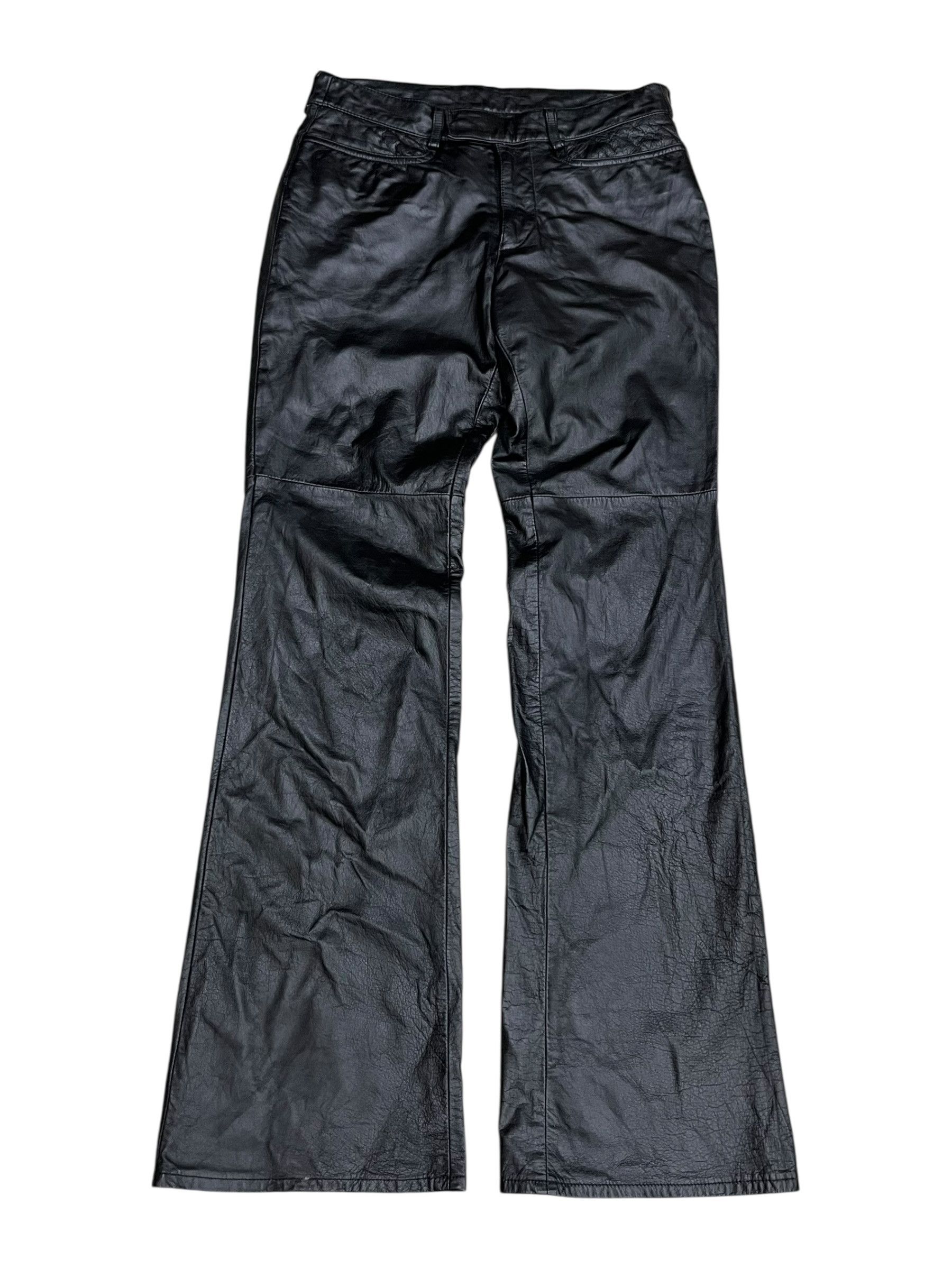 Genuine Leather 🔥90’s NICOLE MATSUDA Black Punk Flare Light Leather Pants Size US 28 / EU 44 - 1 Thumbnail