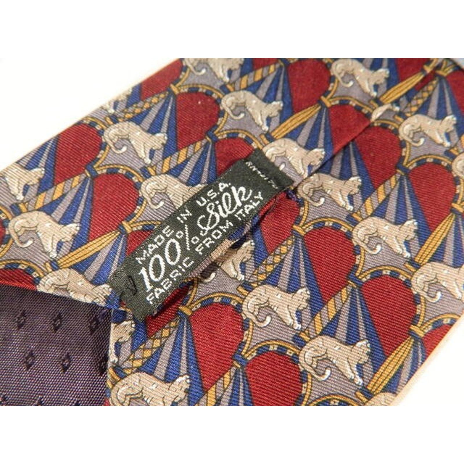 Geoffrey Beene Vintage Wide Geoffrey Beene Silk Maroon Lion Sphinx Tie Size ONE SIZE - 4 Thumbnail