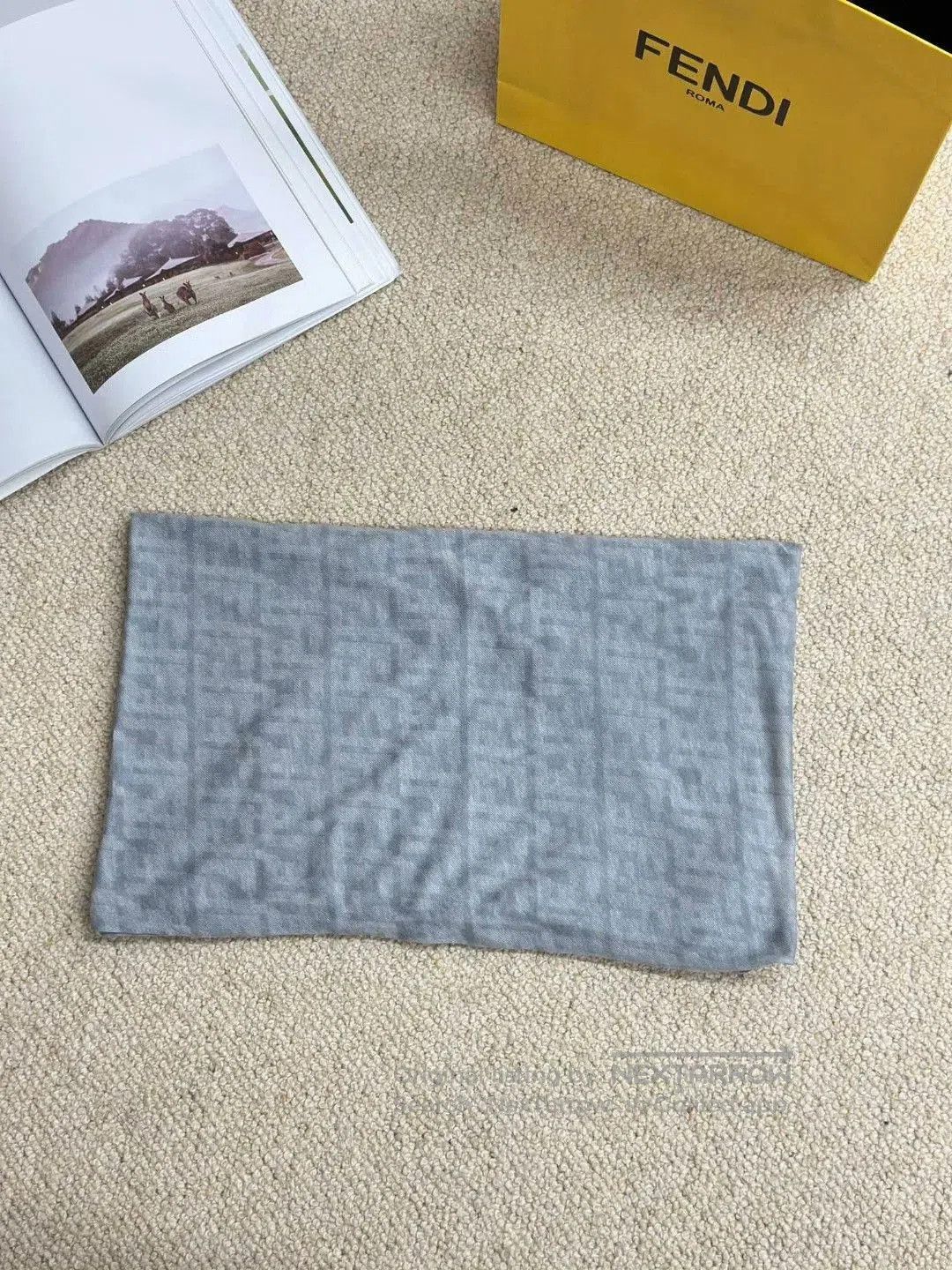 Fendi Fendi Light Blue Jacquard Long Scarf. Size ONE SIZE - 1 Thumbnail