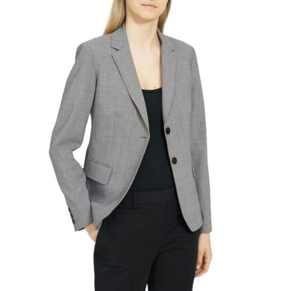 image of Theory Carissa Blazer Jacket Grey Size 18, Women's