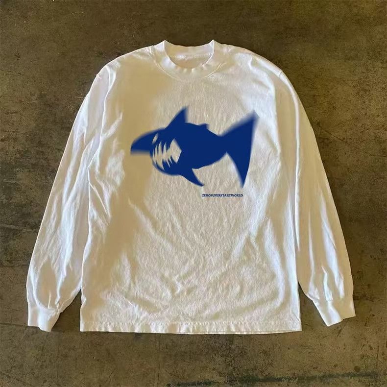 Japanese Brand × Vintage Street retro shark print white long-sleeved t-shirt Size US M / EU 48-50 / 2 - 1 Thumbnail