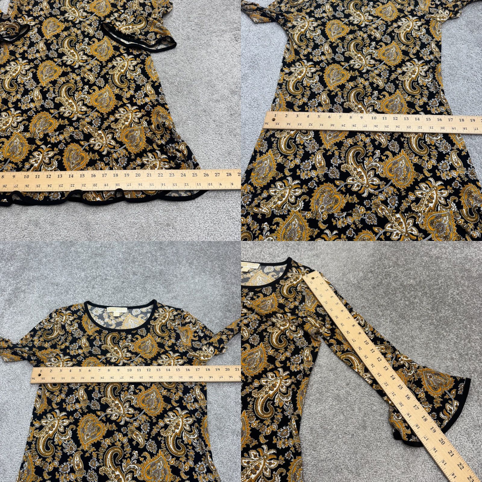 Michael Kors Michael Kors Paisley Bell Sleeve Tunic Mini Dress Womens M Black Gold NWOT Size M / US 6-8 / IT 42-44 - 9 Thumbnail