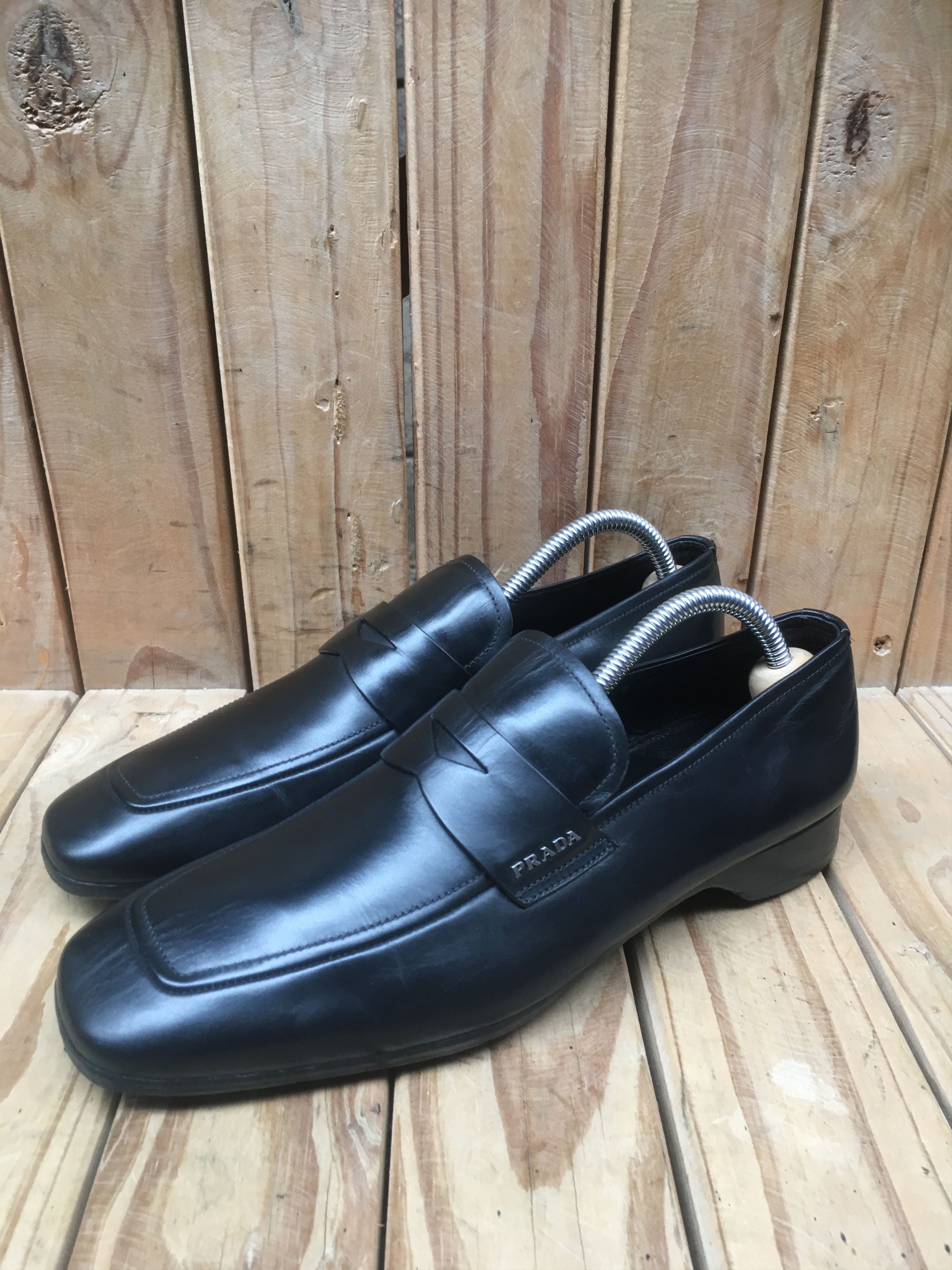 Prada Men's Penny black Leather Loafers Size Uk USA