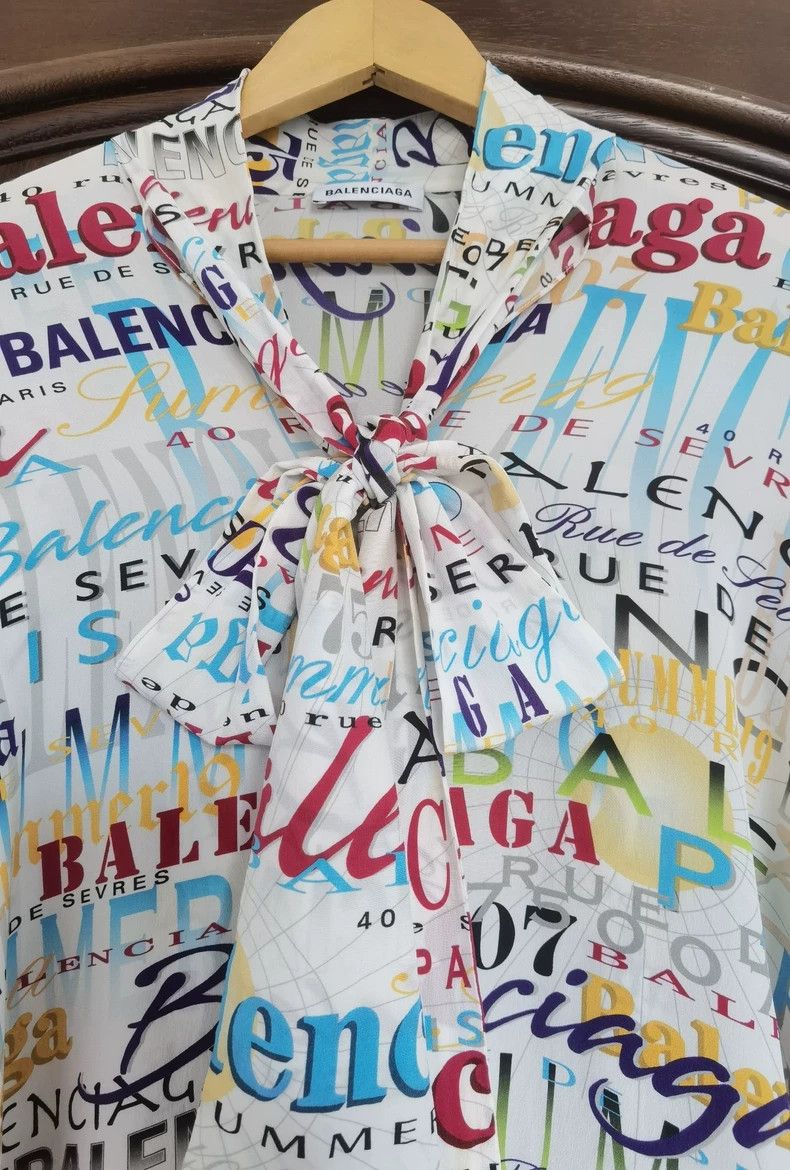 Balenciaga Balenciaga size 34 Silk Ribbon Loose Shirt Sunscreen Size S / US 4 / IT 40 - 4 Thumbnail