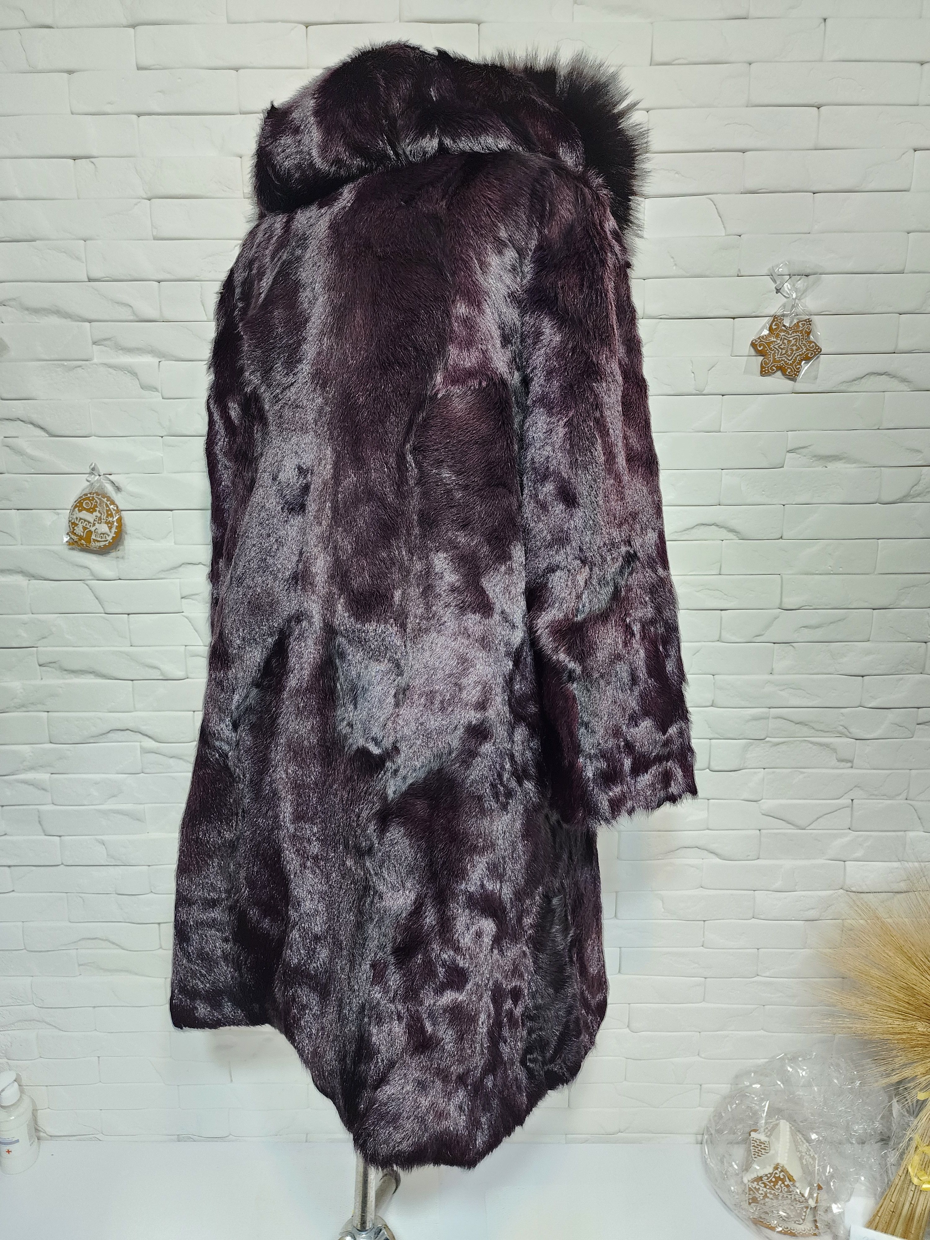 Furla Black Goat Fur Coat: Women's Warm Hooded Outerwear Size XL / US 12-14 / IT 48-50 - 5 Thumbnail