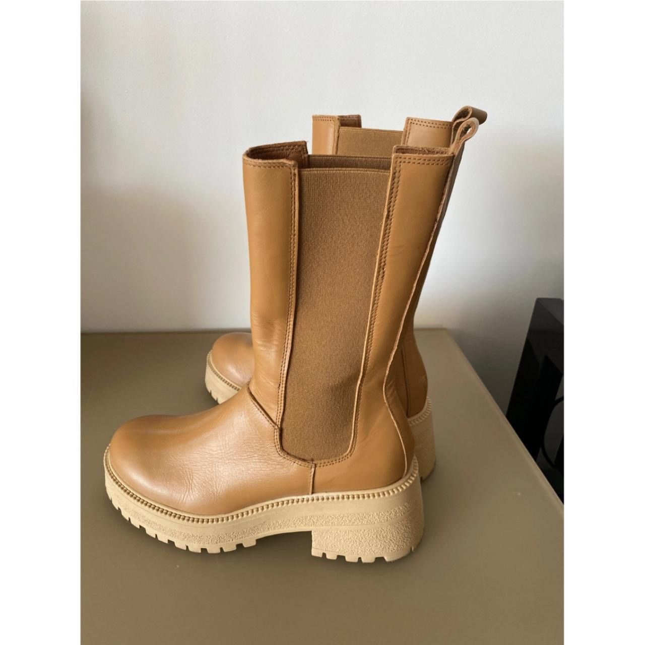 Other Tan leather rubber block platform boots Size US 8 / IT 38 - 2 Thumbnail