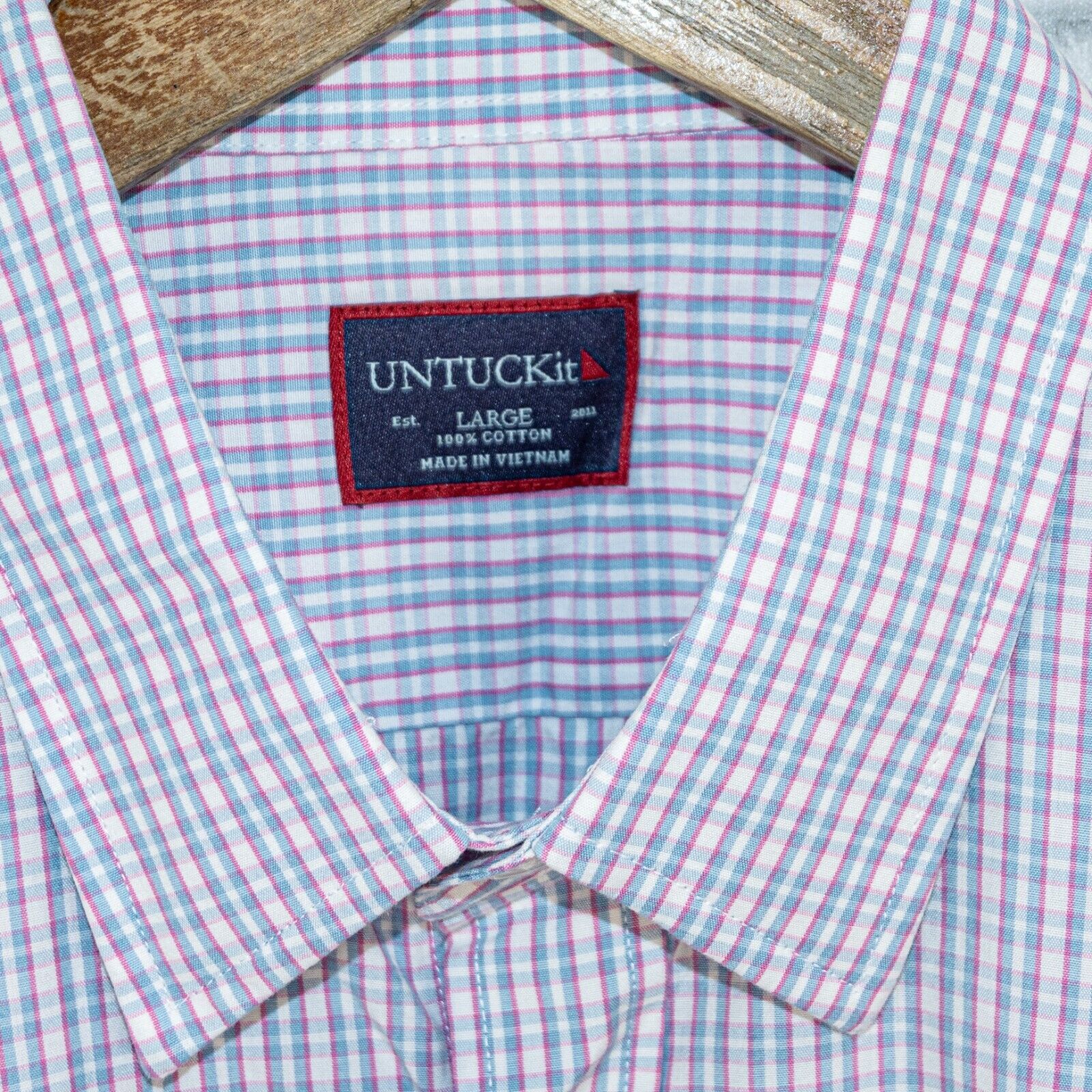 UNTUCKit UNTUCKit Long Sleeve Casual Button up Shirt Pink Blue check Size US L / EU 52-54 / 3 - 3 Thumbnail
