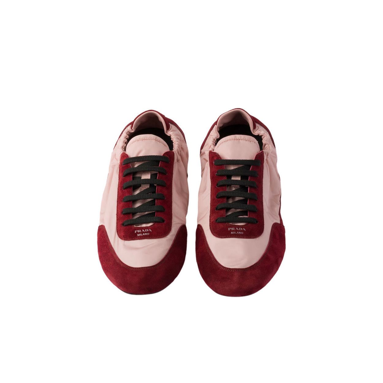 PRADA Collapse $975 Peach/Crimson Re-Nylon/Suede Sneakers Ne