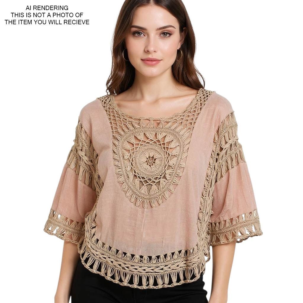 Other NWT Top Crochet Boho Cottage Oversize Festival Brown Small Size S / US 4 / IT 40 - 7 Thumbnail