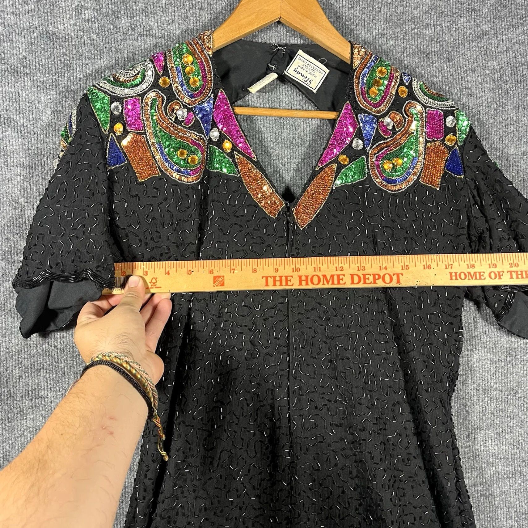Altea VINTAGE 1980s Stenay Cocktail Dress 100% Silk Beaded Sequin Teal  Black Size 14 Women's Eveningwear | Grailed