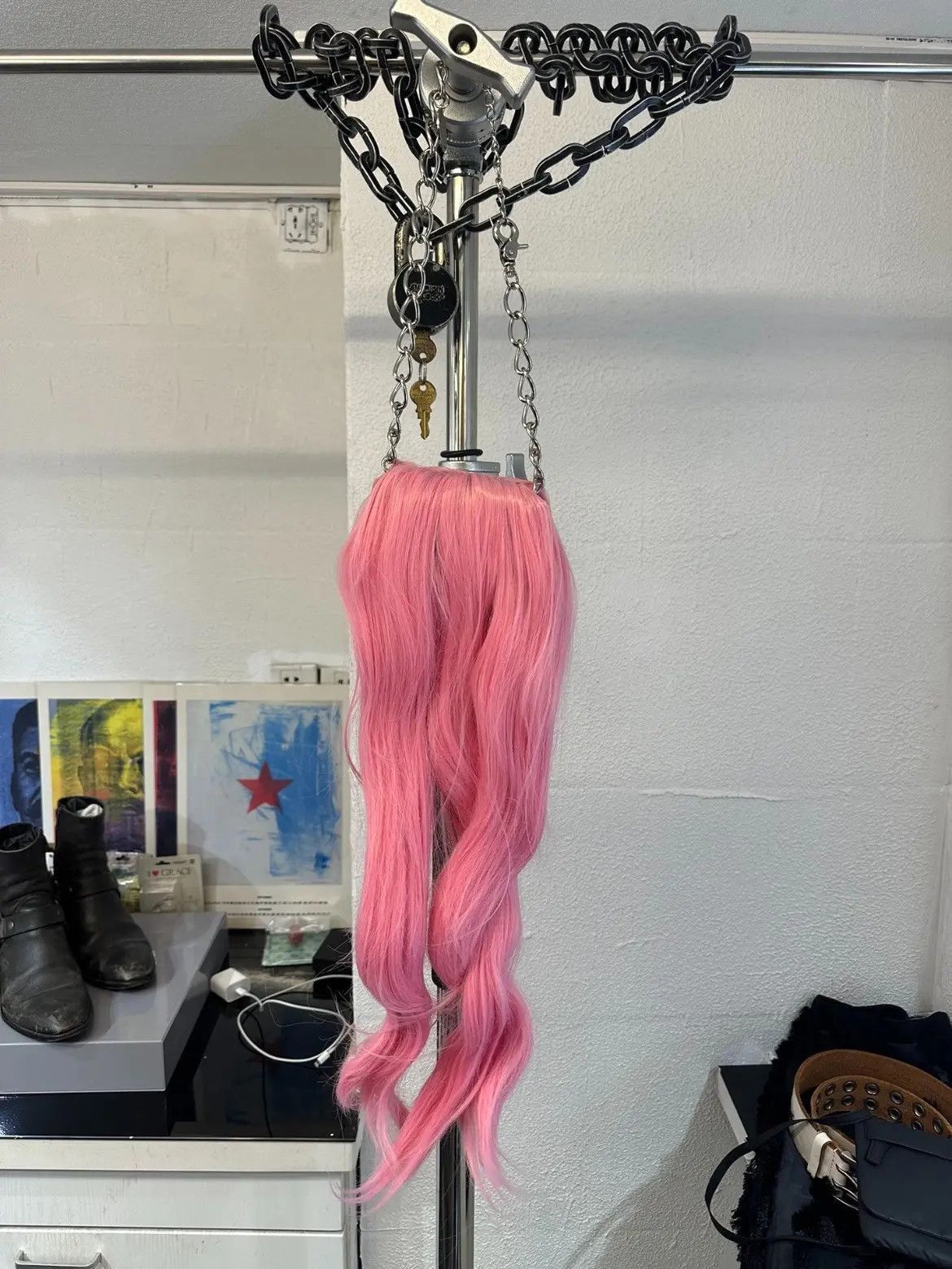 Comme des Garcons Comme des Garcons pink wig chain | Grailed