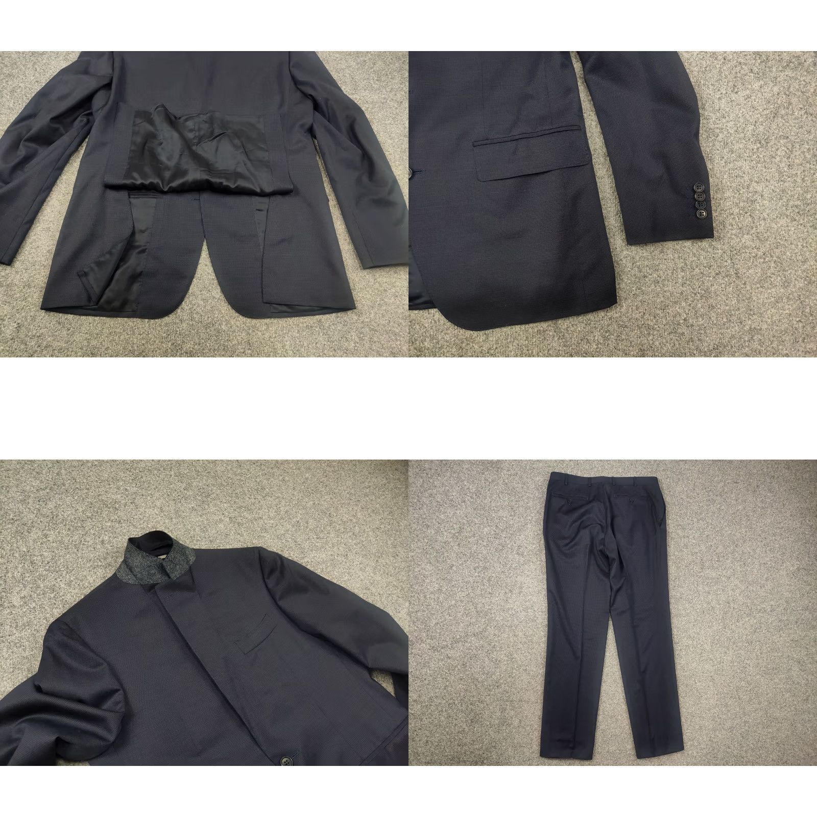 Canali VINTAGE Canali Italy Design 15280 Modern Fit 2 button Business Classic Suit Dark Blue Wool Size 50R - 8 Thumbnail