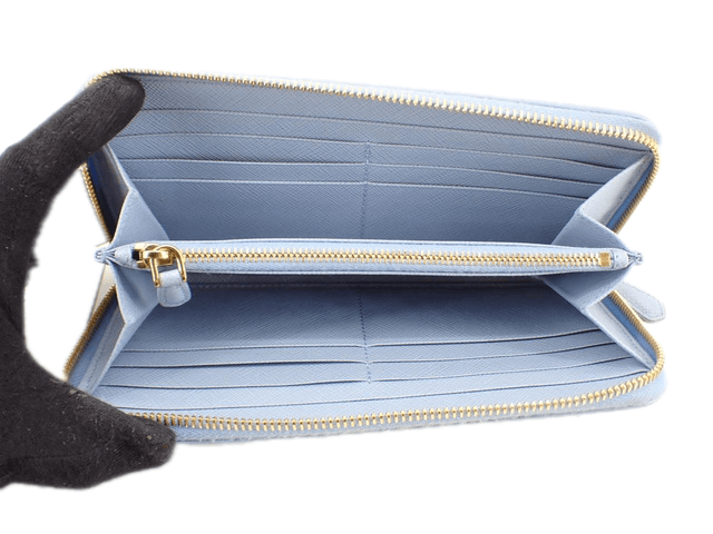 Prada Prada Zippy Saffiano Leather Light Blue Wallet Size ONE SIZE - 4 Thumbnail