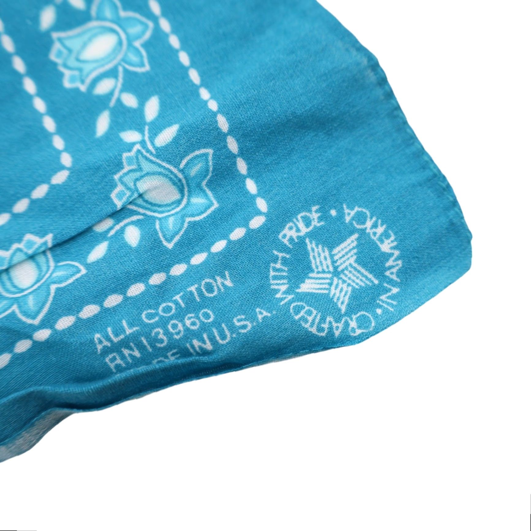 Vintage VINTAGE USA Made Floral Bandana Blue 21" Unisex Handkerchief Size ONE SIZE - 4 Thumbnail