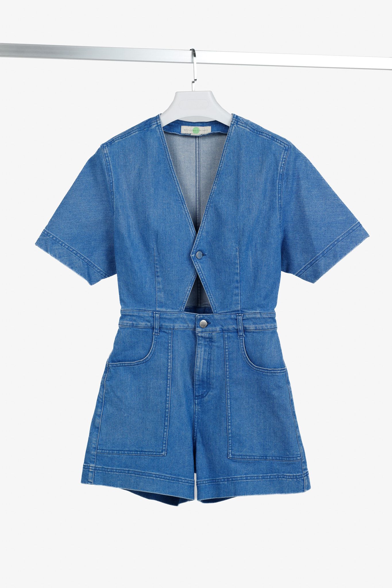 Stella McCartney Stella McCartney Resort 2015 Blue Denim Cut-Out Playsuit Size 28" / US 6 / IT 42 - 1 Thumbnail