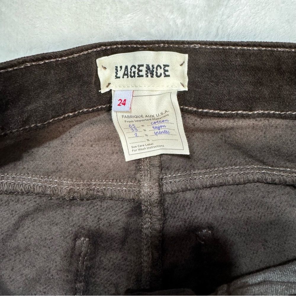 L'AGENCE NWT New $265 L'AGENCE Margot Velvet Crop Skinny ESPRESSO Je Size 24" / US 00 / IT 34 - 6 Thumbnail