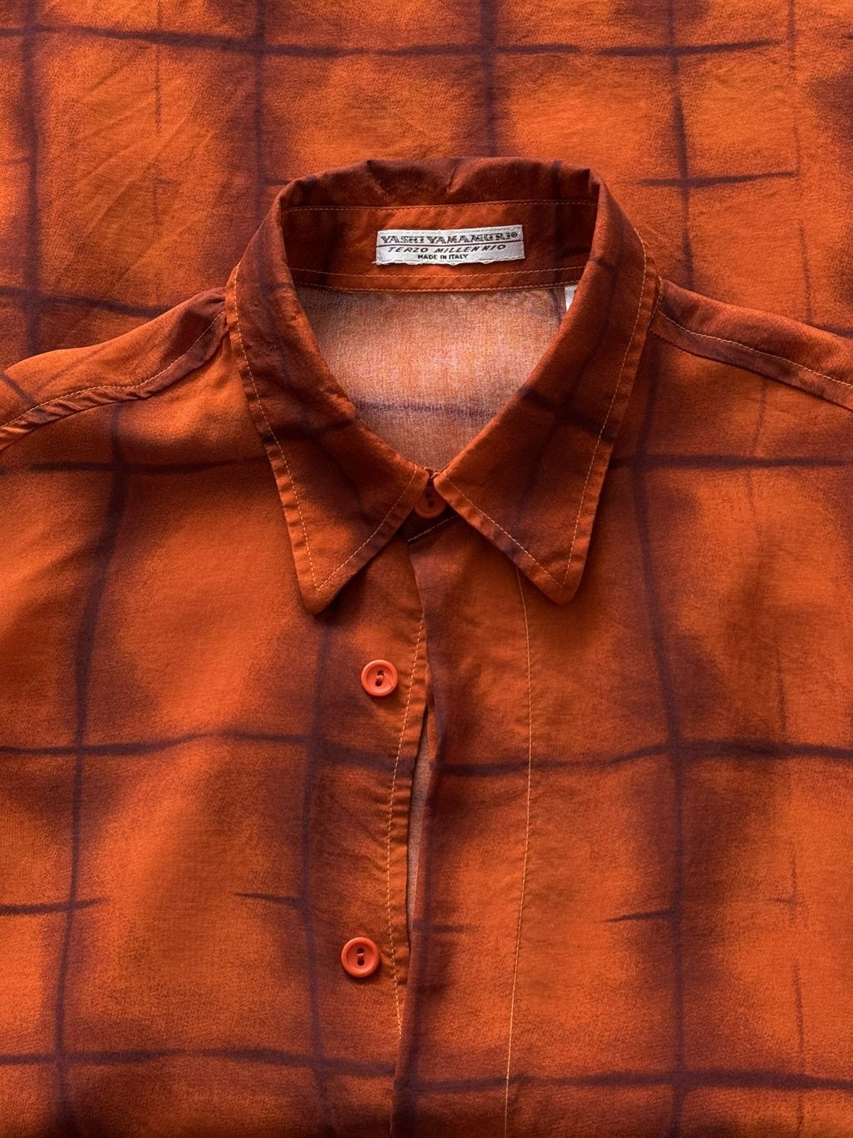 Vintage 90s Yashi Yamamuri Orange Button Shirt