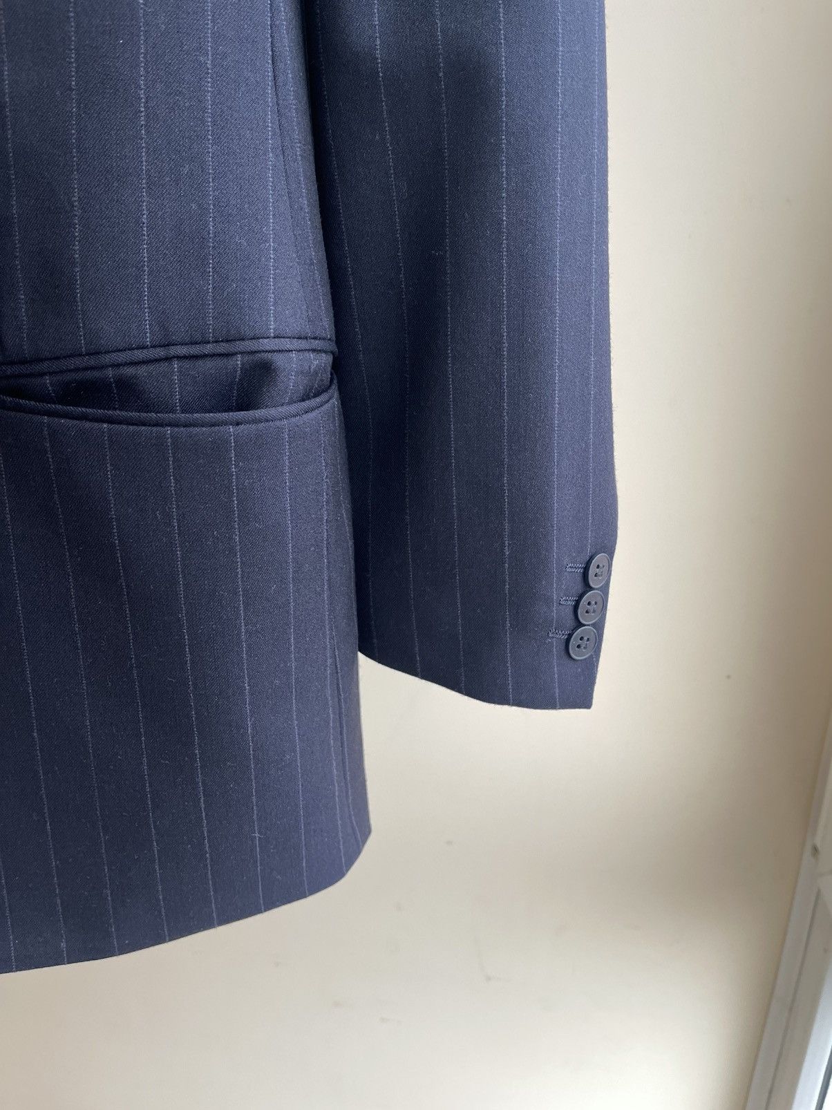 Hugo Boss BOSS Wool Pinstripe Suit 80s Double Breasted Blazer Trousers Size 38R - 9 Thumbnail