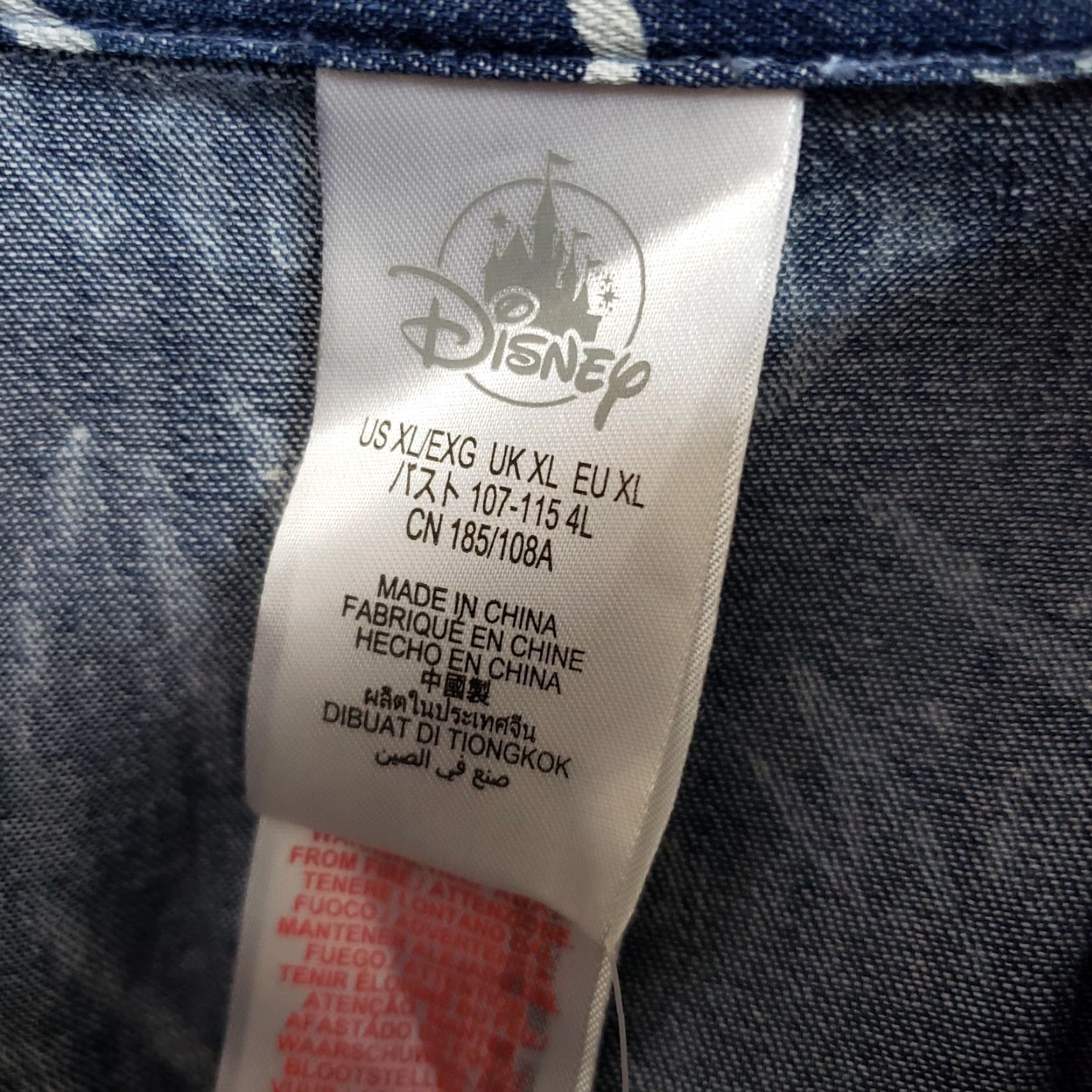 Disney Disney Womens Button Front Shirt XL Blue Chambray Denim Short Sleeve Cruella Theme Size XL / US 12-14 / IT 48-50 - 6 Thumbnail