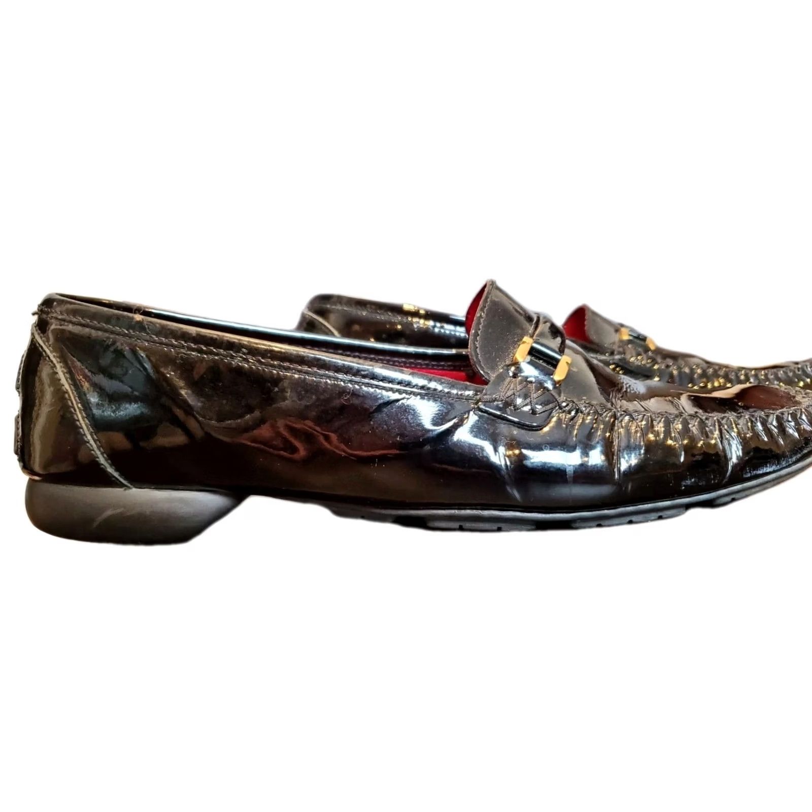 Vintage Ferragamo Sport Black Patent Leather Loafers Buckle Women's Size US 9.5 Size US 10 / IT 40 - 2 Thumbnail