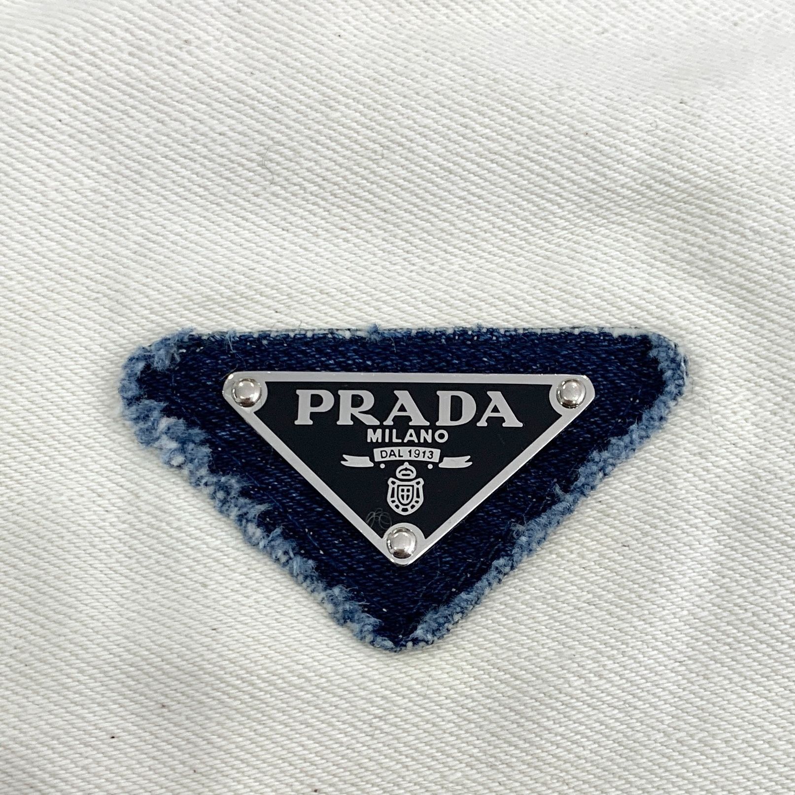 Prada Prada White Triangle Logo Fringe Crop Short Sleeve T-Shirt ( Size XS / US 0-2 / IT 36-38 - 5 Thumbnail