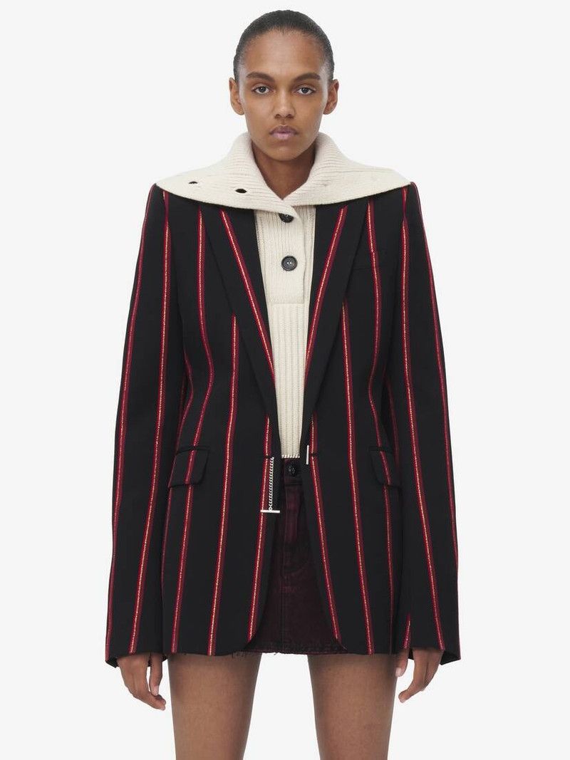 Alexander McQueen o1srvl11e0226 Blazer Stripe Jacket In Multicolor Size L / US 10 / IT 46 - 2 Thumbnail