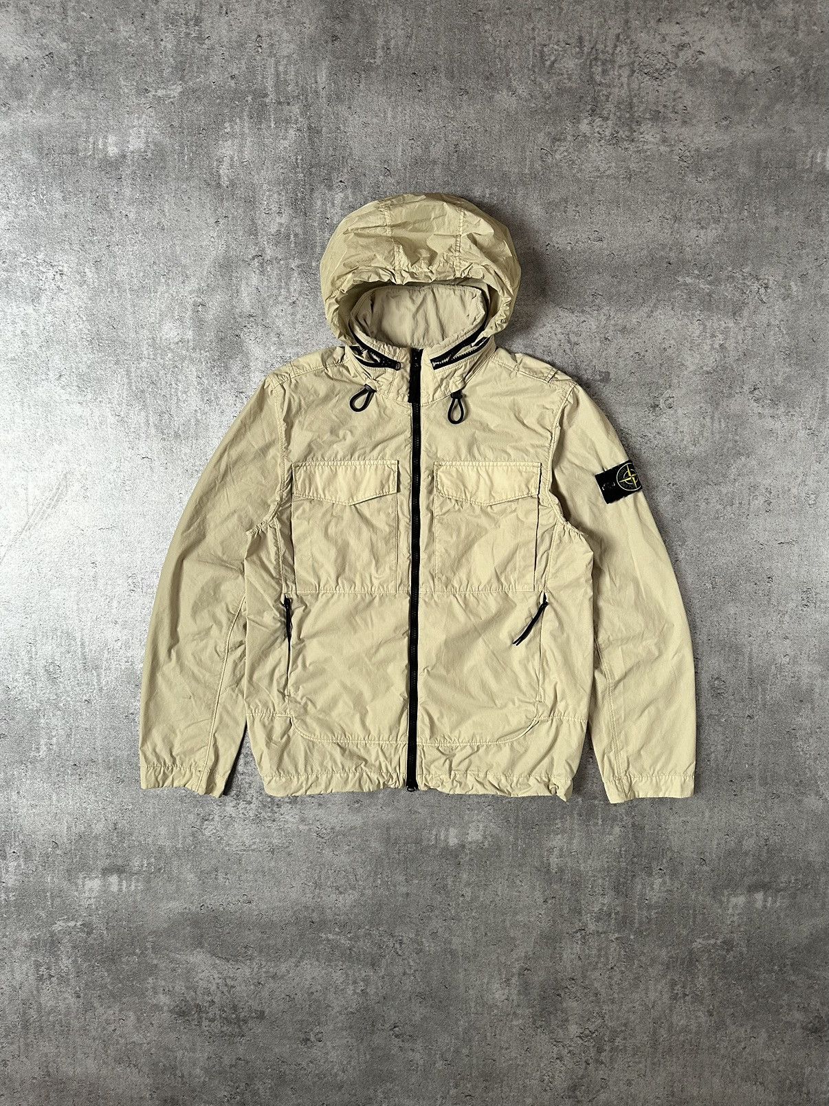 image of Stone Island Naslan Light Watro Nylon Jacket in Khaki, Men's (Size Small)