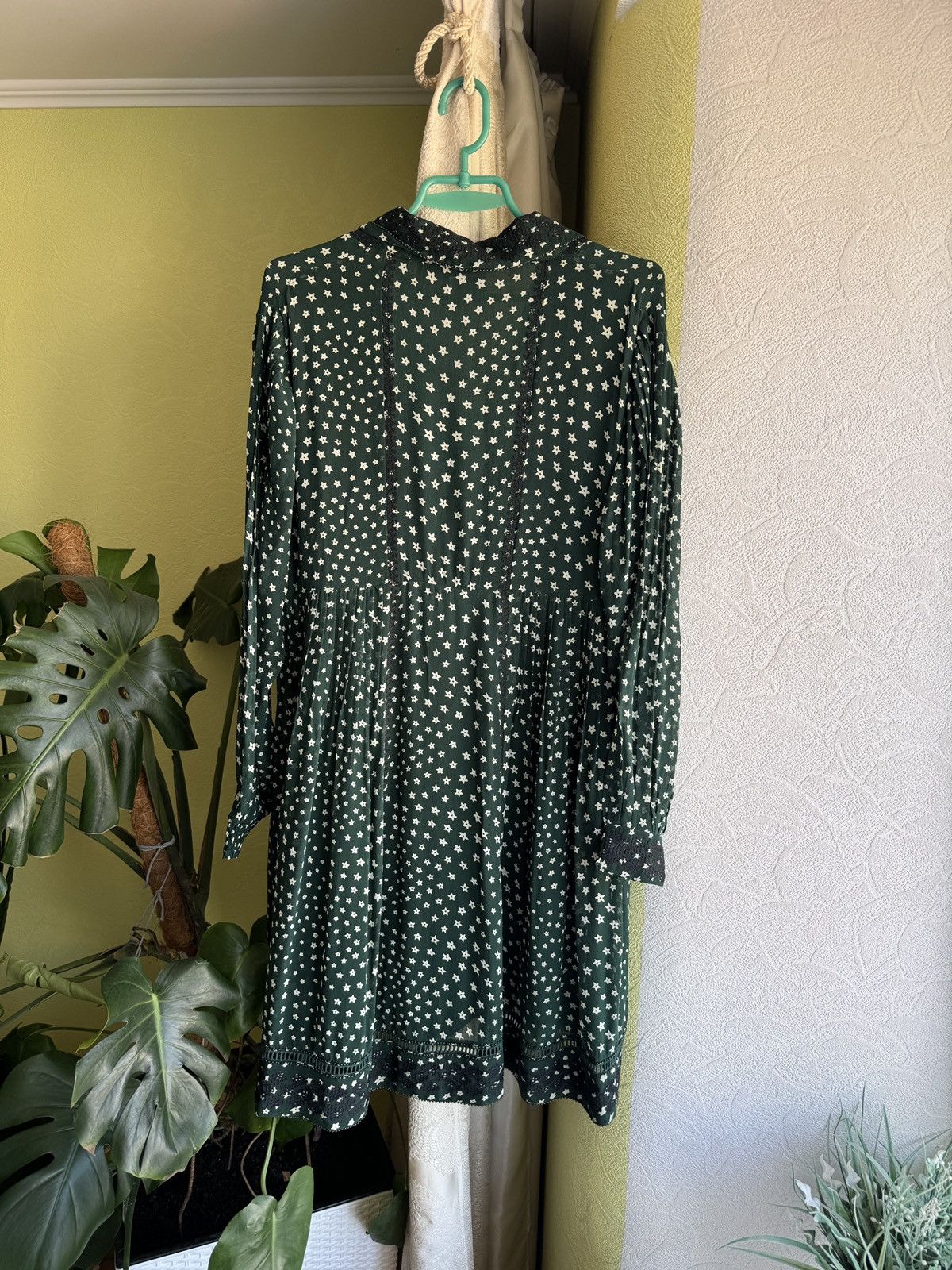 Other Brora Silk Star Print Embroidered Dress Dark Green Size L / US 10 / IT 46 - 3 Thumbnail