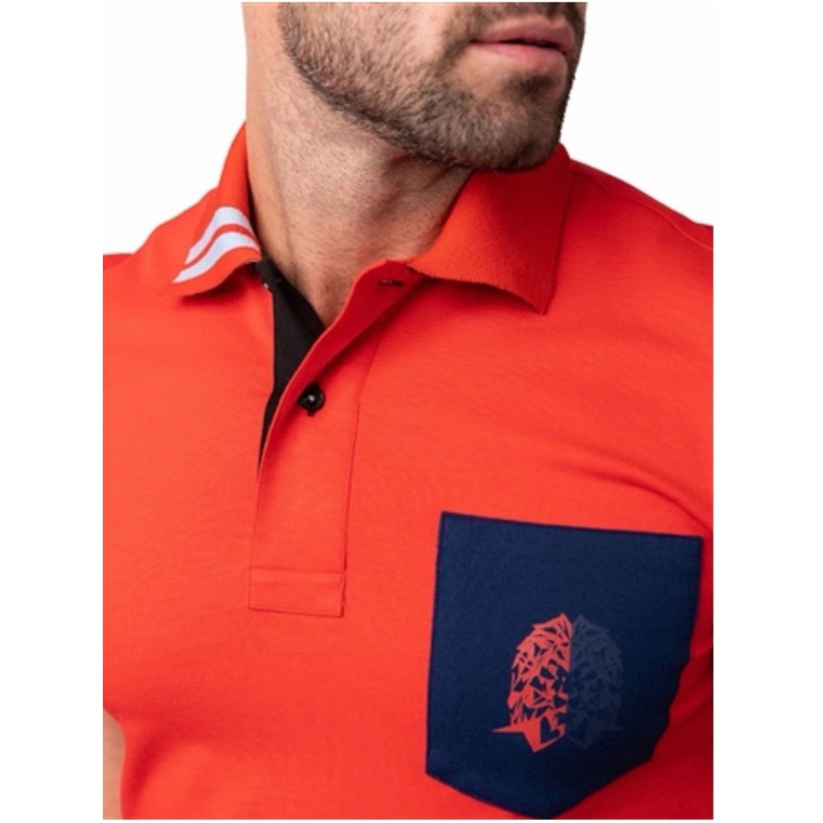 Maceoo Men's Maceo Red Polo Shirt with Navy Pocket and lion 🦁 S Size US S / EU 44-46 / 1 - 4 Thumbnail