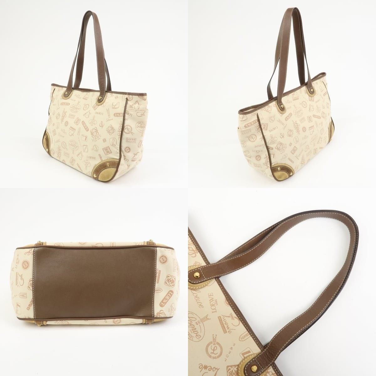 Loewe Loewe Anagram Canvas & Suede Tote Ivory Size ONE SIZE - 3 Thumbnail
