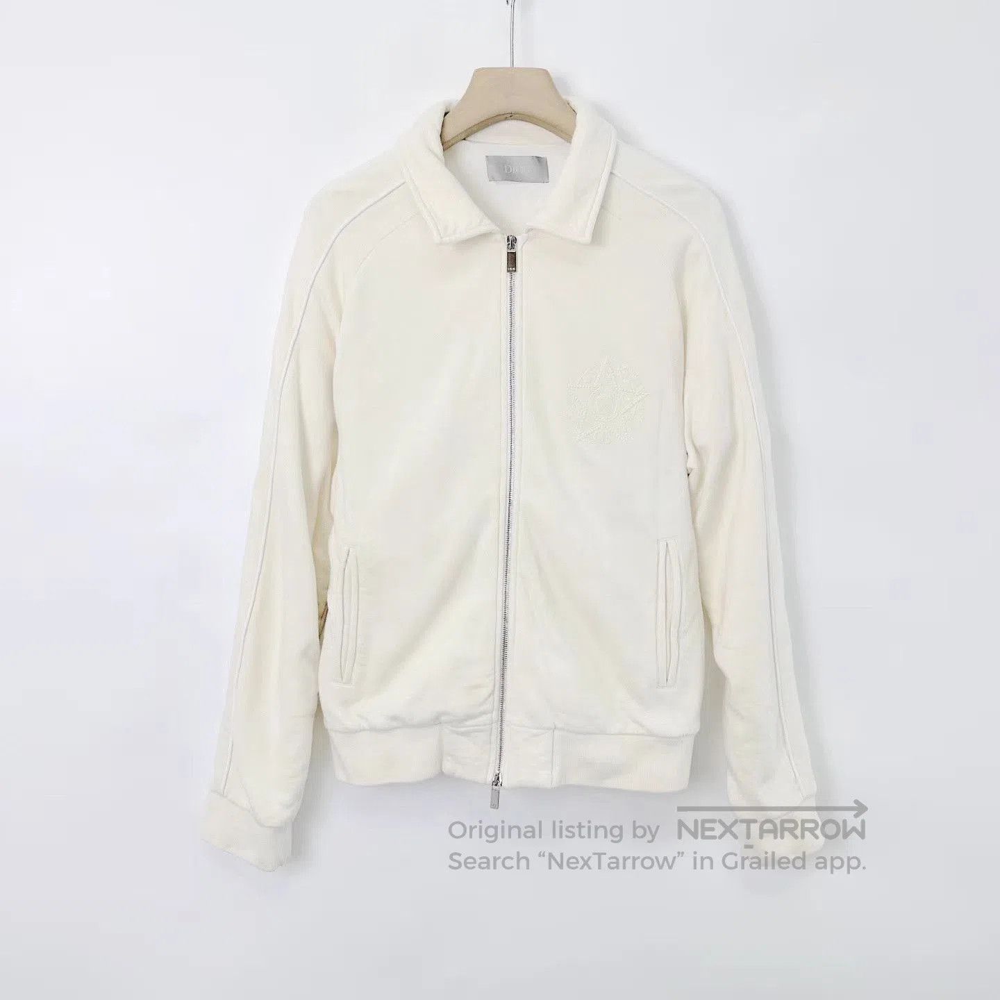Dior White Zip-Front Collared Bomber Jacket. Size US XL / EU 56 / 4 - 1 Thumbnail