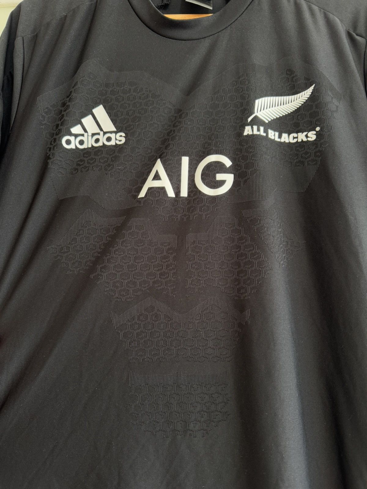 Adidas All Blacks New Zealand 2019-2020 Home Rugby Jersey Kit Shirt Size US L / EU 52-54 / 3 - 7 Thumbnail