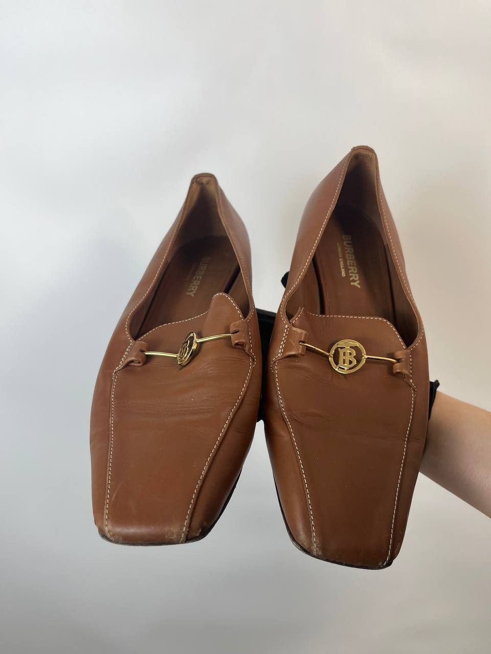 Burberry Burberry Leather TB Loafers Brown size 37 Size US 7 / IT 37 - 1 Thumbnail