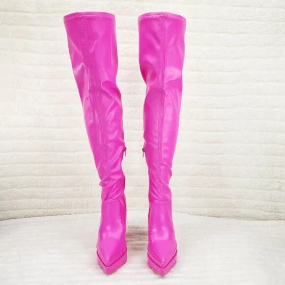 Other Delicious Hot Pink Fuchsia Pointy Toe Platform High Heel Str Size US 9 / IT 39 - 5 Thumbnail