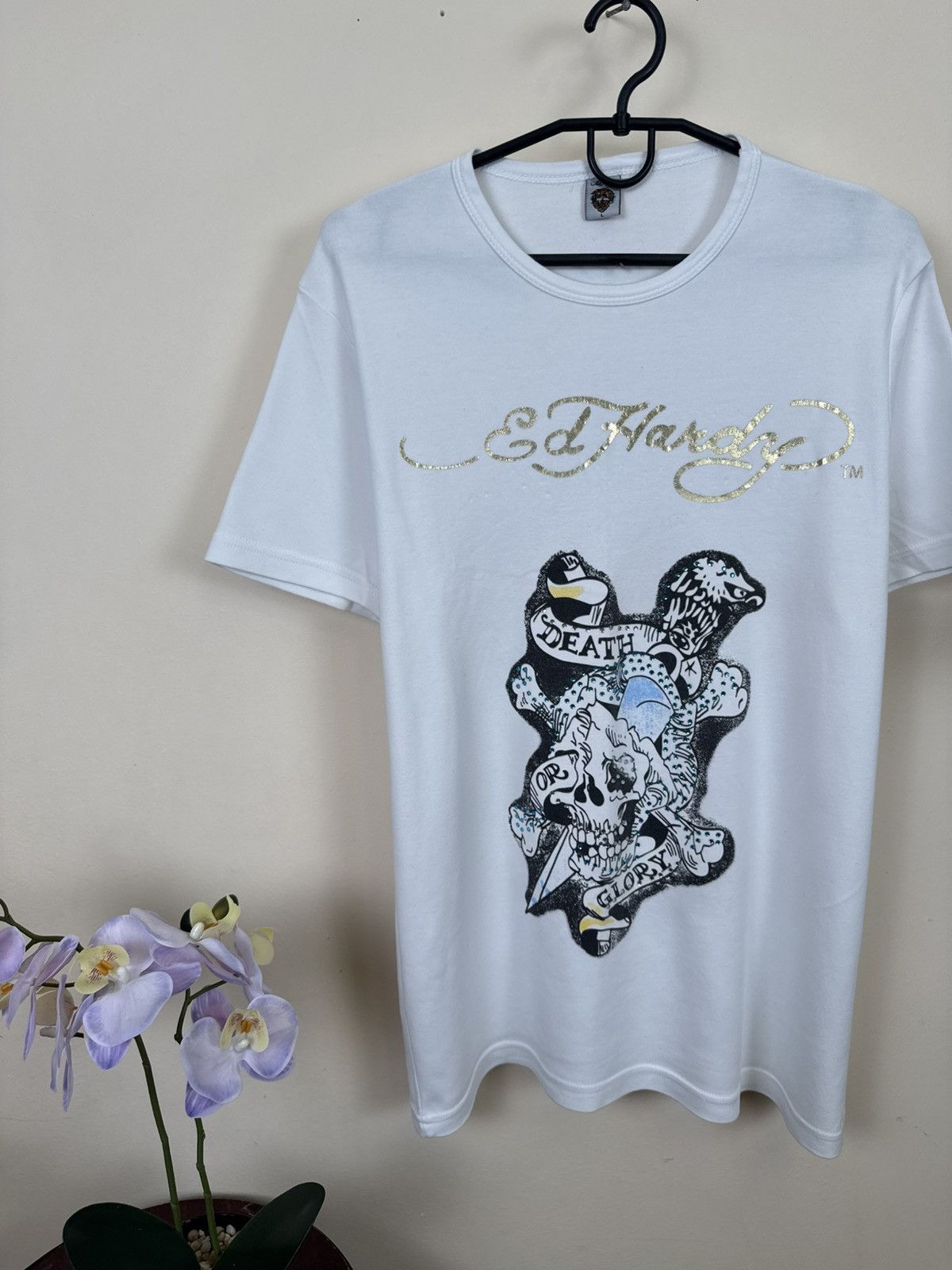 Ed Hardy Vintage Ed Hardy T shirt White Skull Streetwear Y2K L Size US L / EU 52-54 / 3 - 4 Thumbnail