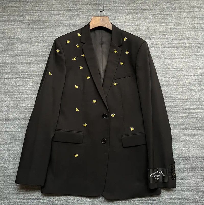 Dior Dior Black Wool Blazer with Embroidery 0089 Size US S / EU 44-46 / 1 - 1 Thumbnail